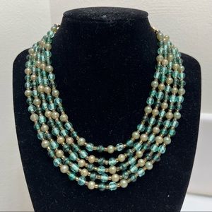 Vintage Teal Beaded Necklace